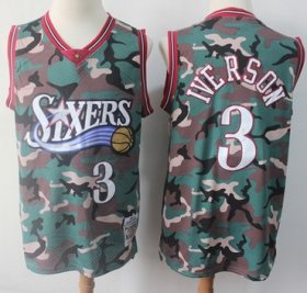 Wholesale Cheap 76ers #3 Allen Iverson Camo Stitched Basketball Swingman Jersey