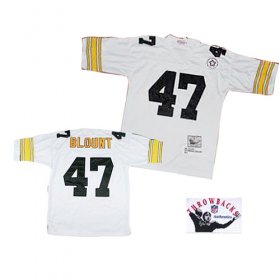 Wholesale Cheap Mitchell and Ness Steelers #47 Mel Blount White Stitched Throwback NFL Jersey