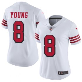 Wholesale Cheap Nike 49ers #8 Steve Young White Rush Women\'s Stitched NFL Vapor Untouchable Limited Jersey