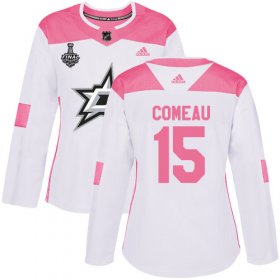 Cheap Adidas Stars #15 Blake Comeau White/Pink Authentic Fashion Women\'s 2020 Stanley Cup Final Stitched NHL Jersey