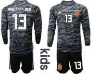 Wholesale Cheap Spain #13 Arrizabalaga Black Long Sleeves Goalkeeper Kid Soccer Country Jersey