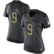 Wholesale Cheap Nike Ravens #9 Justin Tucker Black Women's Stitched NFL Limited 2016 Salute to Service Jersey