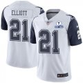 Wholesale Cheap Nike Cowboys #21 Ezekiel Elliott White Men's Stitched With Established In 1960 Patch NFL Limited Rush Jersey