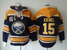 Wholesale Cheap Sabres #15 Jack Eichel Navy Blue Sawyer Hooded Sweatshirt Stitched NHL Jersey