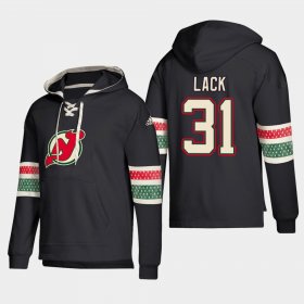 Wholesale Cheap New Jersey Devils #31 Eddie Lack Black adidas Lace-Up Pullover Hoodie