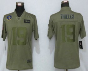 Wholesale Cheap Women\'s Minnesota Vikings #19 Adam Thielen NEW Olive 2019 Salute To Service Stitched NFL Nike Limited Jersey