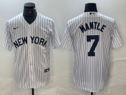 Cheap Men's New York Yankees #7 Mickey Mantle White 2024 Cool Base Stitched Jerseys
