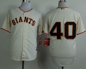 Wholesale Cheap Giants #40 Madison Bumgarner Cream Cool Base Stitched MLB Jersey