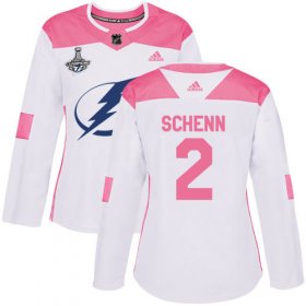 Cheap Adidas Lightning #2 Luke Schenn White/Pink Authentic Fashion Women\'s 2020 Stanley Cup Champions Stitched NHL Jersey