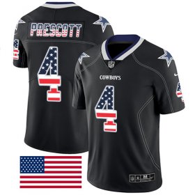 Wholesale Cheap Nike Cowboys #4 Dak Prescott Black Men\'s Stitched NFL Limited Rush USA Flag Jersey
