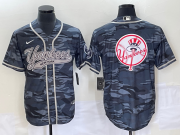 Wholesale Cheap Men's New York Yankees Gray Camo Team Big Logo With Patch Cool Base Stitched Baseball Jersey1