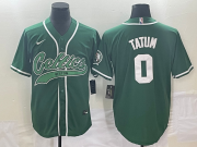 Wholesale Cheap Men's Boston Celtics #0 Jayson Tatum Green With Patch Stitched Baseball Jersey