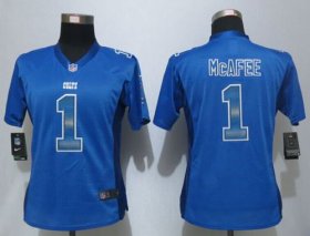 Wholesale Cheap Nike Colts #1 Pat McAfee Royal Blue Team Color Women\'s Stitched NFL Elite Strobe Jersey