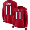Wholesale Cheap Nike Falcons #11 Julio Jones Red Team Color Women's Stitched NFL Limited Therma Long Sleeve Jersey