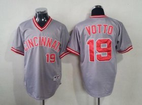 Wholesale Cheap Reds #19 Joey Votto Grey 1991 Turn Back The Clock Stitched MLB Jersey
