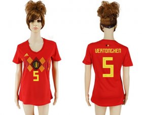 Wholesale Cheap Women\'s Belgium #5 Vertonghen Red Home Soccer Country Jersey