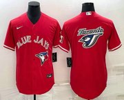 Cheap Men's Toronto Blue Jays Big Logo Red Stitched MLB Cool Base Nike Jersey