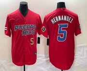 Cheap Mens Puerto Rico Baseball #5 Enrique Hernandez Number 2023 Red World Classic Stitched Jersey