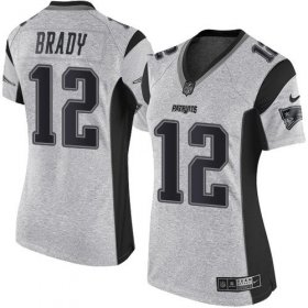 Wholesale Cheap Nike Patriots #12 Tom Brady Gray Women\'s Stitched NFL Limited Gridiron Gray II Jersey