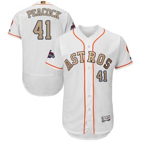 Wholesale Cheap Astros #41 Brad Peacock White FlexBase Authentic 2018 Gold Program Cool Base Stitched MLB Jersey