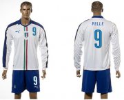 Wholesale Cheap Italy #9 Pelle White Away Long Sleeves Soccer Country Jersey