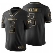 Wholesale Cheap Seattle Seahawks #3 Russell Wilson Men's Nike Black Golden Limited NFL 100 Jersey
