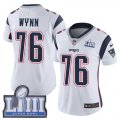Wholesale Cheap Nike Patriots #76 Isaiah Wynn White Super Bowl LIII Bound Women's Stitched NFL Vapor Untouchable Limited Jersey