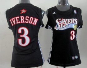 Wholesale Cheap Philadelphia 76ers #3 Allen Iverson Black Womens Jersey