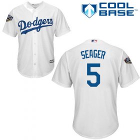 Wholesale Cheap Dodgers #5 Corey Seager White New Cool Base 2018 World Series Stitched MLB Jersey