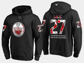 Wholesale Cheap Oilers #27 Milan Lucic NHL Banner Wave Usa Flag Black Hoodie