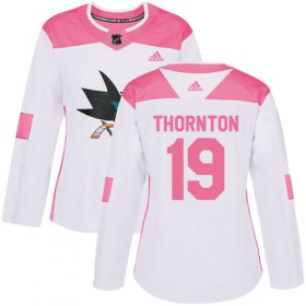 Wholesale Cheap Adidas Sharks #19 Joe Thornton White/Pink Authentic Fashion Women\'s Stitched NHL Jersey