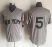 Wholesale Cheap Mitchell And Ness Yankees #5 Joe DiMaggio Grey Throwback Stitched MLB Jersey