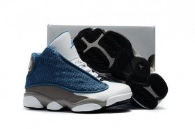 Wholesale Cheap Kids\' Air Jordan 13 Retro Flint Shoes Blue/White-grey