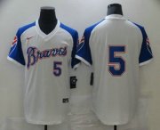 Wholesale Cheap Men's Atlanta Braves #5 Freddie Freeman White Stitched MLB Throwback Nike Jersey