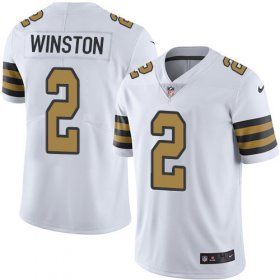 Wholesale Cheap Nike Saints #2 Jameis Winston White Men\'s Stitched NFL Limited Rush Jersey
