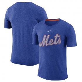 Wholesale Cheap New York Mets Nike Wordmark Tri-Blend T-Shirt Royal