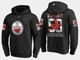 Wholesale Cheap Oilers #58 Anton Slepyshev NHL Banner Wave Usa Flag Black Hoodie