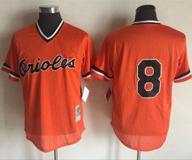 Wholesale Cheap Mitchell And Ness 1988 Orioles #8 Cal Ripken Orange Throwback Stitched MLB Jersey