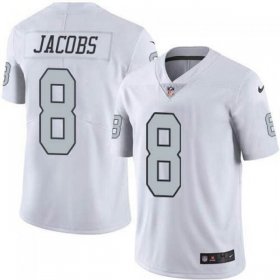 Wholesale Cheap Men\'s Las Vegas Raiders #8 Josh Jacobs White Color Rush Limited Stitched Jersey