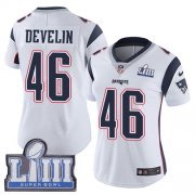 Wholesale Cheap Nike Patriots #46 James Develin White Super Bowl LIII Bound Women's Stitched NFL Vapor Untouchable Limited Jersey