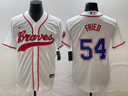 Wholesale Cheap Men's Atlanta Braves #54 Max Fried White Cool Base With Patch Stitched Baseball Jersey1