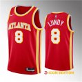 Wholesale Cheap Men's Atlanta Hawks #8 Seth Lundy Red 2023 Draft Icon Edition Stitched Jersey