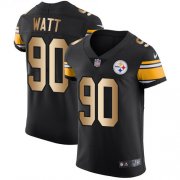 Wholesale Cheap Nike Steelers #90 T. J. Watt Black Team Color Men's Stitched NFL Elite Gold Jersey
