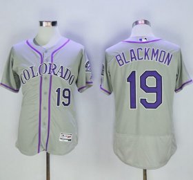 Wholesale Cheap Rockies #19 Charlie Blackmon Grey Flexbase Authentic Collection Stitched MLB Jersey