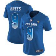 Wholesale Cheap Nike Saints #9 Drew Brees Royal Women's Stitched NFL Limited NFC 2018 Pro Bowl Jersey
