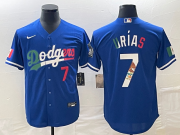 Cheap Men's Los Angeles Dodgers #7 Julio Urias Number Blue Cool Base Stitched Jersey03