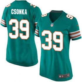 Wholesale Cheap Nike Dolphins #39 Larry Csonka Aqua Green Alternate Women\'s Stitched NFL Elite Jersey