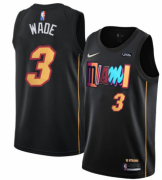 Wholesale Cheap Men's Miami Heat #3 Dwyane Wade 75th Anniversary Black 2021-2022 City Edition Stitched Jersey