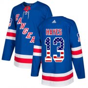 Wholesale Cheap Adidas Rangers #13 Kevin Hayes Royal Blue Home Authentic USA Flag Stitched NHL Jersey