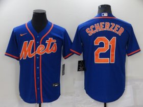 Wholesale Cheap Men\'s New York Mets #21 Max Scherzer Blue Stitched MLB Cool Base Nike Jersey
